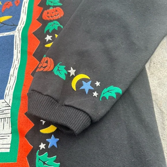 RARE Spumoni Black Cat Ghost Double Sided Novelty Halloween Sweatshirt 2XL Sweatshirts & Hoodies